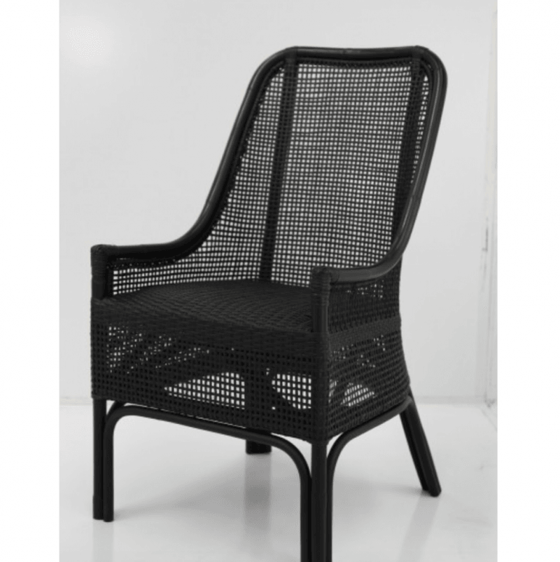 MALIBU HAMPTONS RATTAN DINING CHAIR IN SOLID BLACK - MyChocolateWood