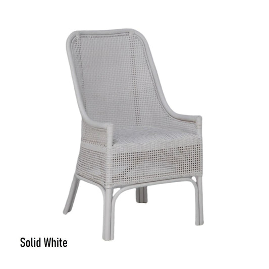 MALIBU HAMPTONS RATTAN DINING CHAIR IN SOLID WHITE - MyChocolateWood