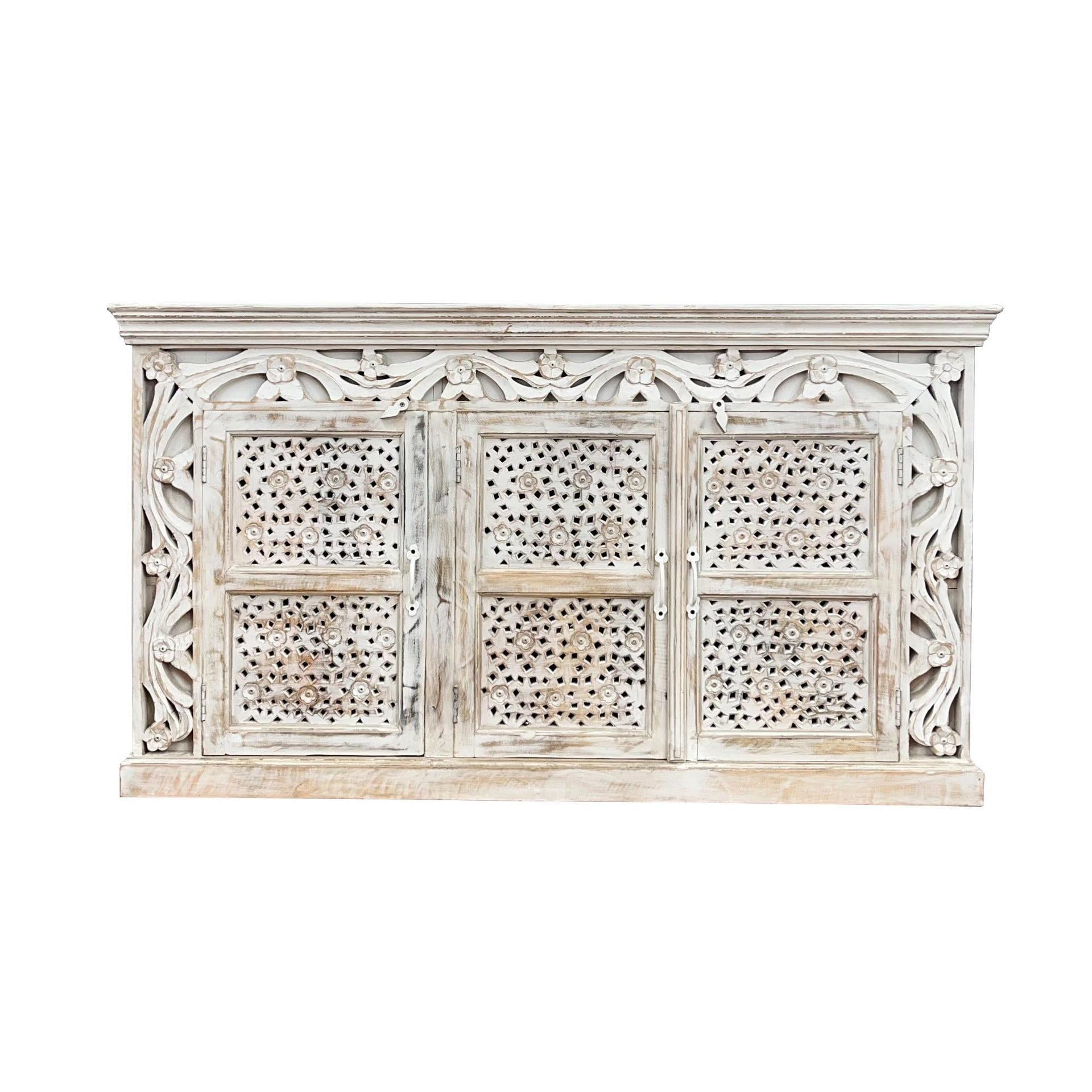 MANCHUELA 3 DOORS ORNATE ASIAN STYLE BUFFET/SIDEBOARD IN MANGO WOOD - MyChocolateWood