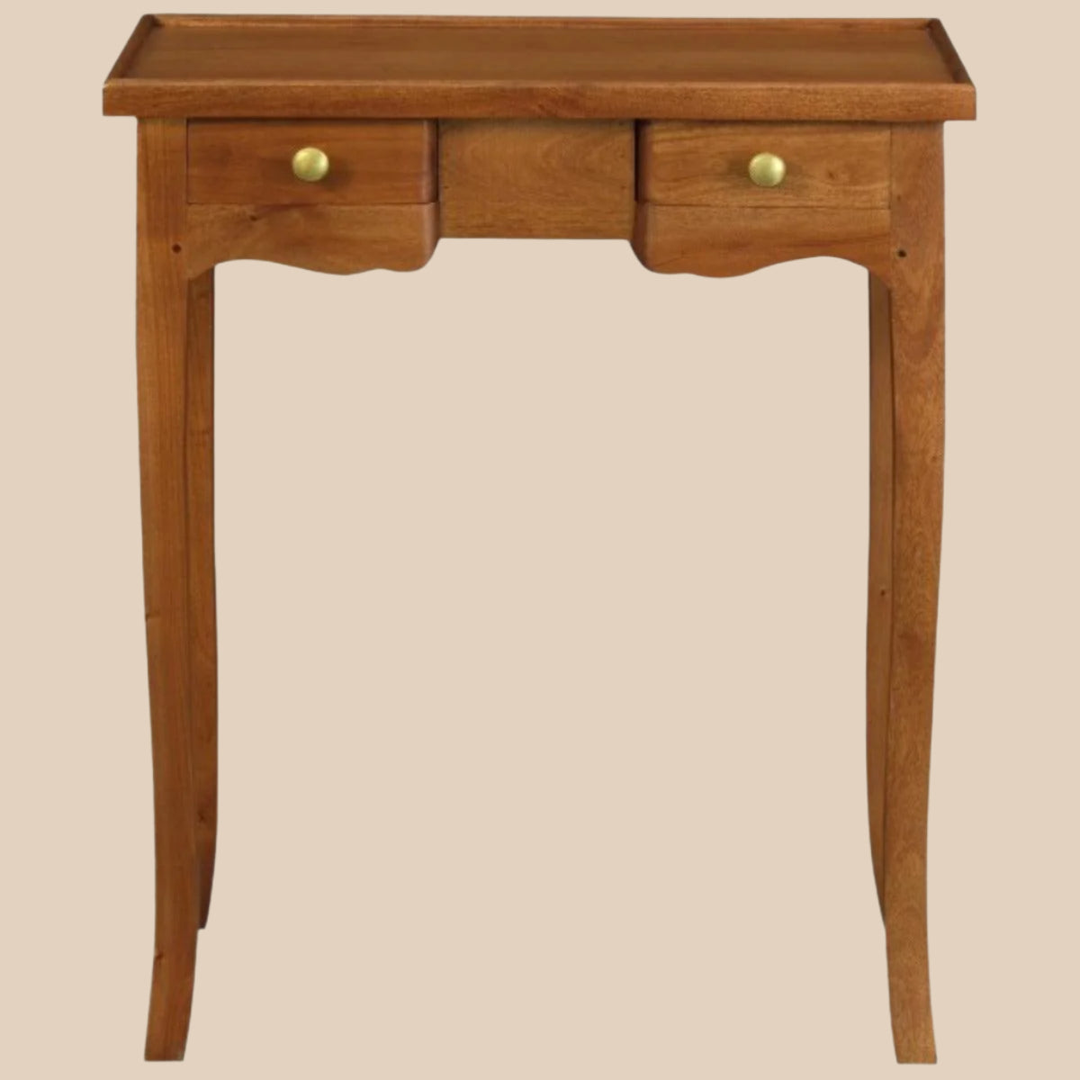 MANDY QUEEN ANN SOLID MAHOGANY 2 DRAWER HALL TABLE/CONSOLE TABLE IN LIGHT PECAN - MyChocolateWood