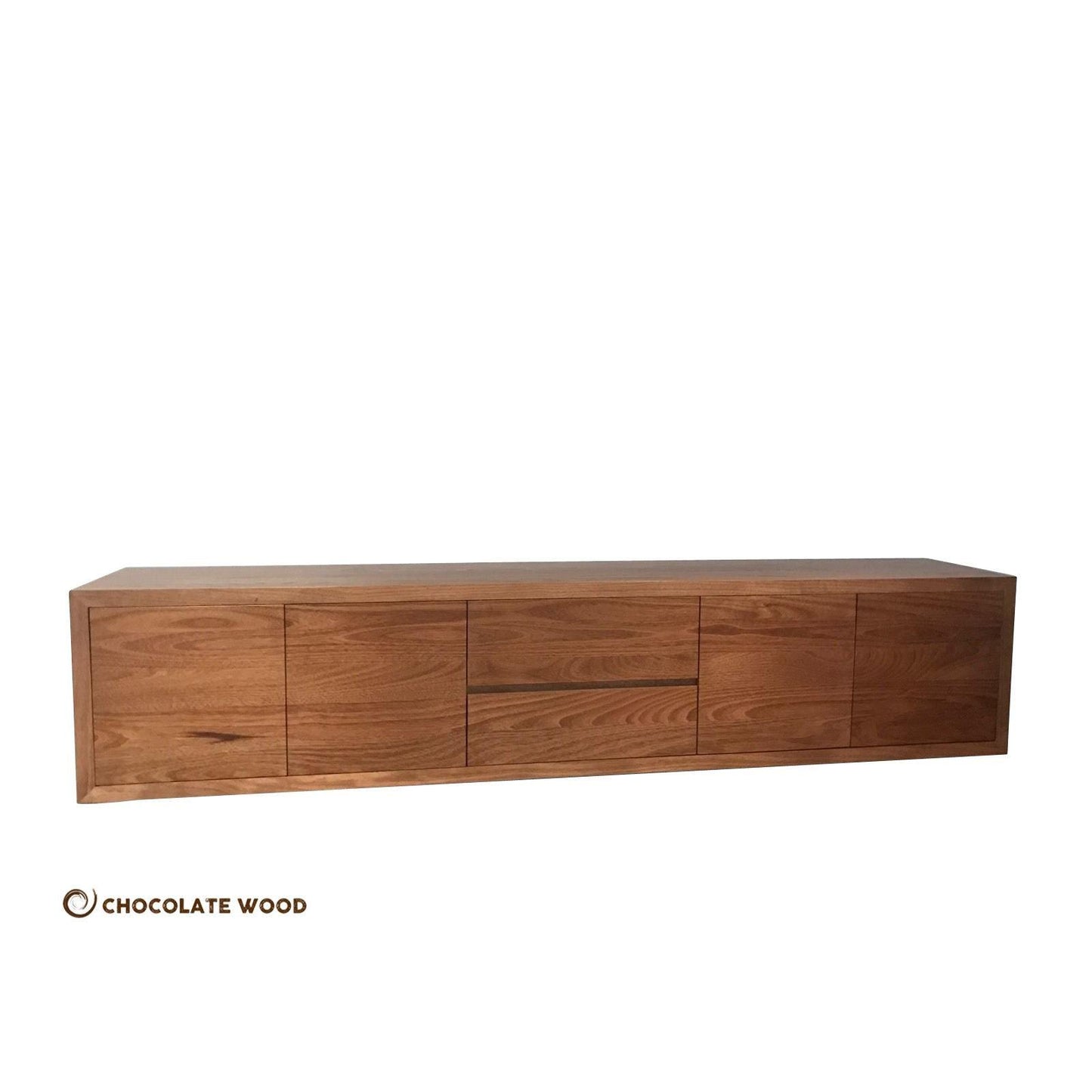 MANHATTAN SOLID WALL-MOUNTED TASSIE OAK TV/ENTERTAINMENT UNIT WITH 4 DOORS & 2 DRAWERS - MyChocolateWood