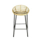 MANILLA RATTAN AND IRON BAR STOOL IN NATURAL & BLACK - MyChocolateWood