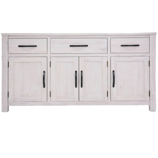 MANLY 158CM 4 DOORS/3 DRAWERS BUFFET/SIDEBOARD IN BRUSHED WHITEWASH - MyChocolateWood