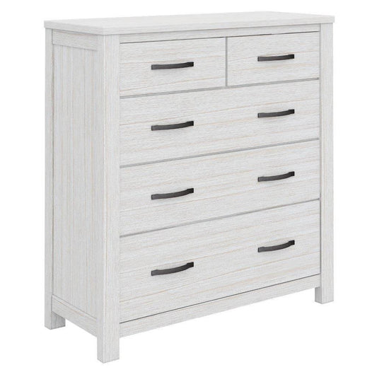 MANLY 5 DRAWER TALLBOYCHEST OF 5 DRAWERS IN BRUSHED WHITEWASH - MyChocolateWood