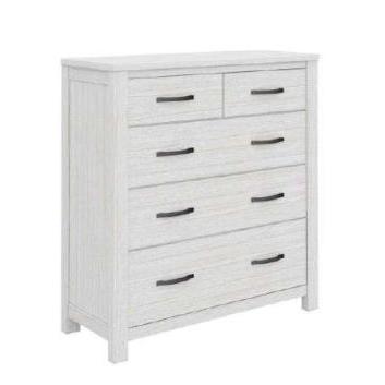 MANLY 5 DRAWER TALLBOYCHEST OF 5 DRAWERS IN BRUSHED WHITEWASH - MyChocolateWood
