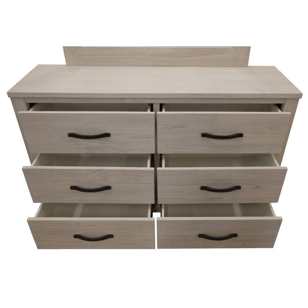 MANLY 6 DRAWER DRESSER/CHEST OF 6 DRAWERS IN BRUSHED WHITEWASH 132CM - MyChocolateWood
