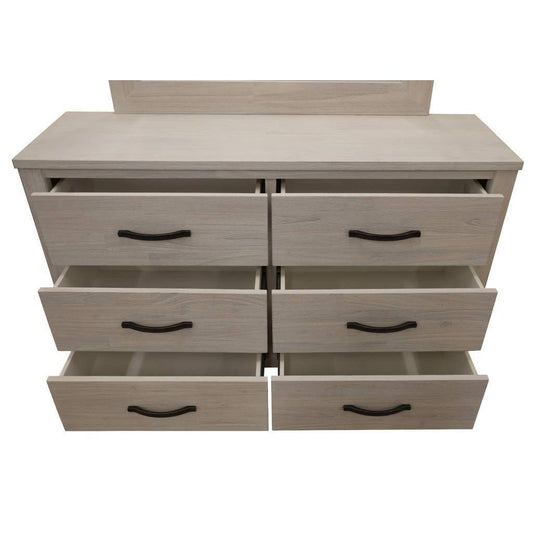 MANLY 6 DRAWER DRESSER/CHEST OF 6 DRAWERS IN BRUSHED WHITEWASH 132CM - MyChocolateWood