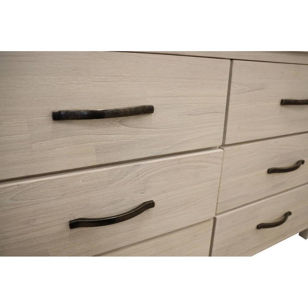 MANLY 6 DRAWER DRESSER/CHEST OF 6 DRAWERS IN BRUSHED WHITEWASH 132CM - MyChocolateWood