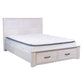 MANLY DOUBLE BED WITH 2 DRAWERS IN BRUSHED WHITEWASH - MyChocolateWood