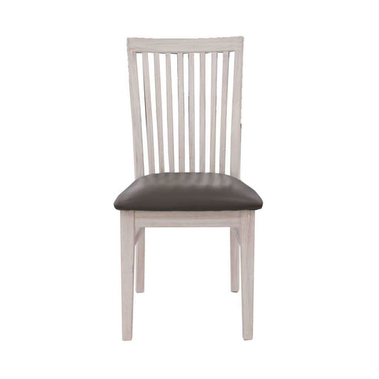 MANLY SOLID ACACIA WOOD DINING CHAIR WITH GREY PU SEAT - MyChocolateWood