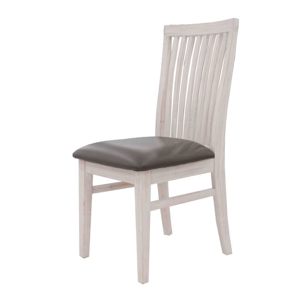 MANLY SOLID ACACIA WOOD DINING CHAIR WITH GREY PU SEAT - MyChocolateWood