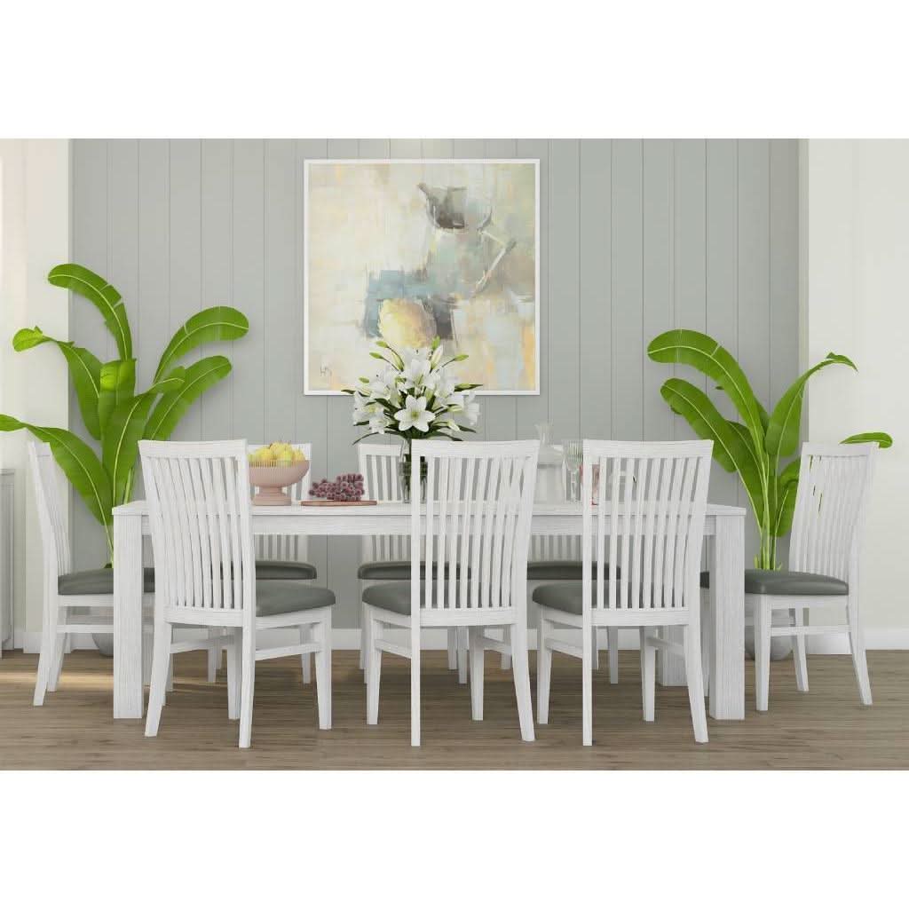 MANLY SOLID MOUNTAIN ASH TIMBER DINING TABLE 225 CM. + 8 MANLY DINING ...