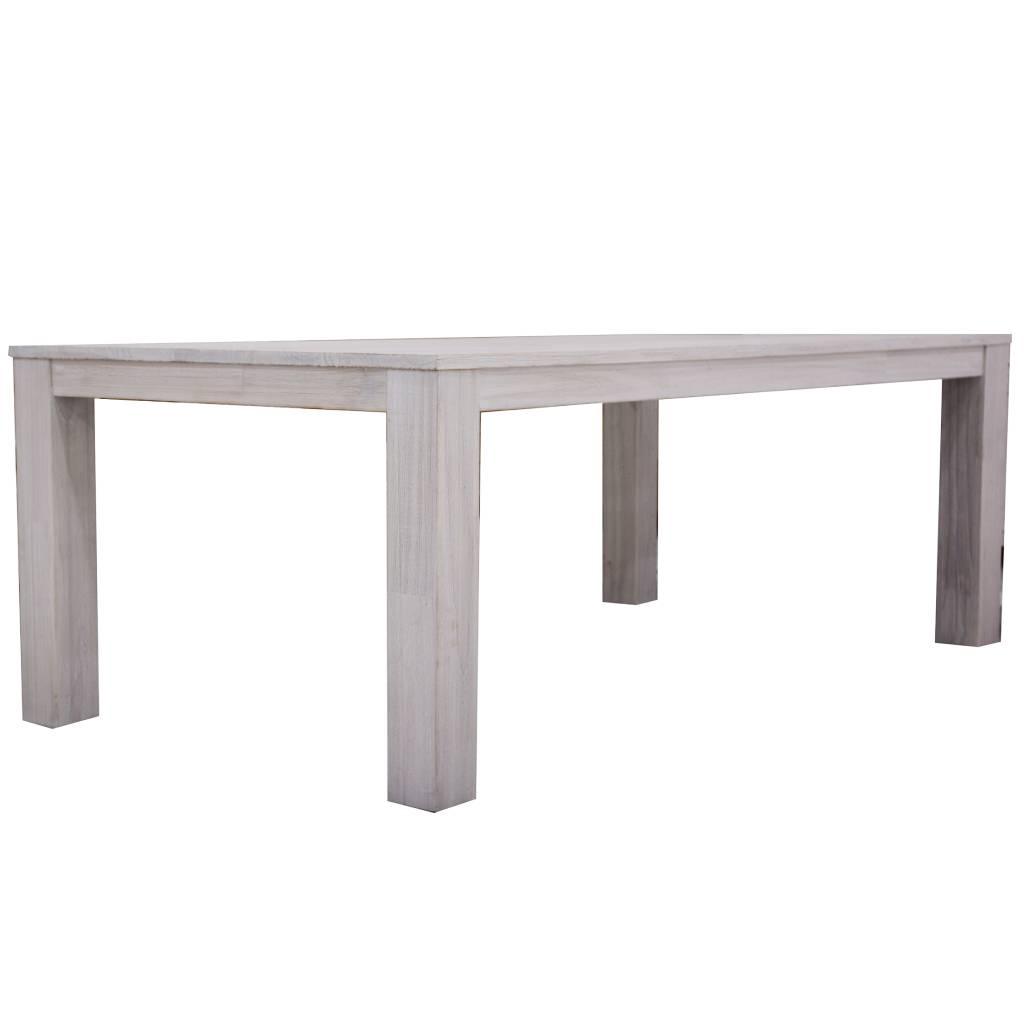 MANLY SOLID MOUNTAIN ASH TIMBER DINING TABLE IN BRUSHED WHITEWASH 225CM - MyChocolateWood
