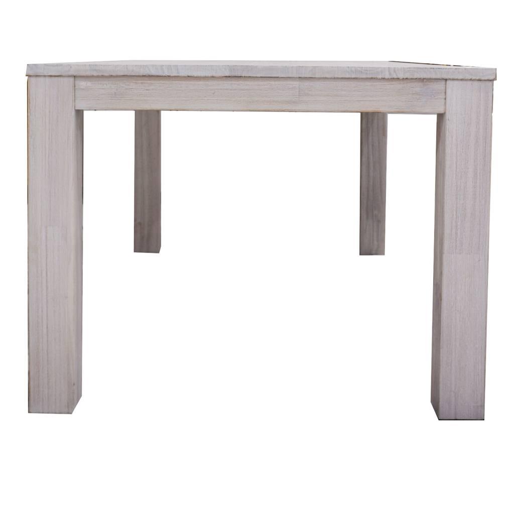 MANLY SOLID MOUNTAIN ASH TIMBER DINING TABLE IN BRUSHED WHITEWASH 225CM - MyChocolateWood