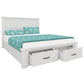 MANLY SOLID MOUNTAIN ASH TIMBER KING SIZE BED WITH 2 DRAWERS IN BRUSHED WHITEWASH - MyChocolateWood