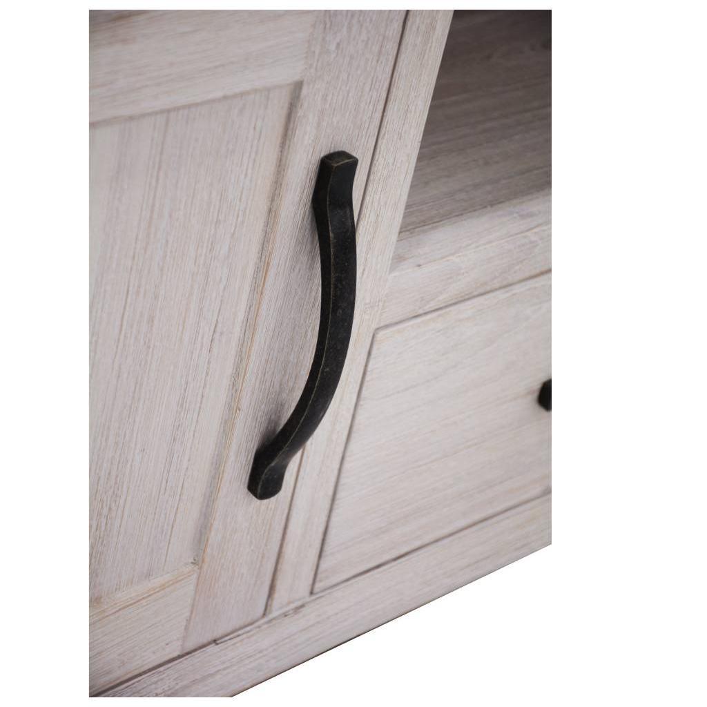 MANLY SOLID MOUNTAIN ASH TV/ENTERTAINMENT UNIT 2 DOORS 2 DRAWERS BRUSHED WHITEWASH COLOUR 216CM - MyChocolateWood