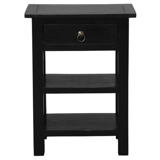 MARGARITA SOLID MAHOGNY 1 DRAWER LAMP TABLE - BLACK - MyChocolateWood