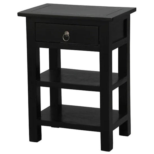 MARGARITA SOLID MAHOGNY 1 DRAWER LAMP TABLE - BLACK - MyChocolateWood
