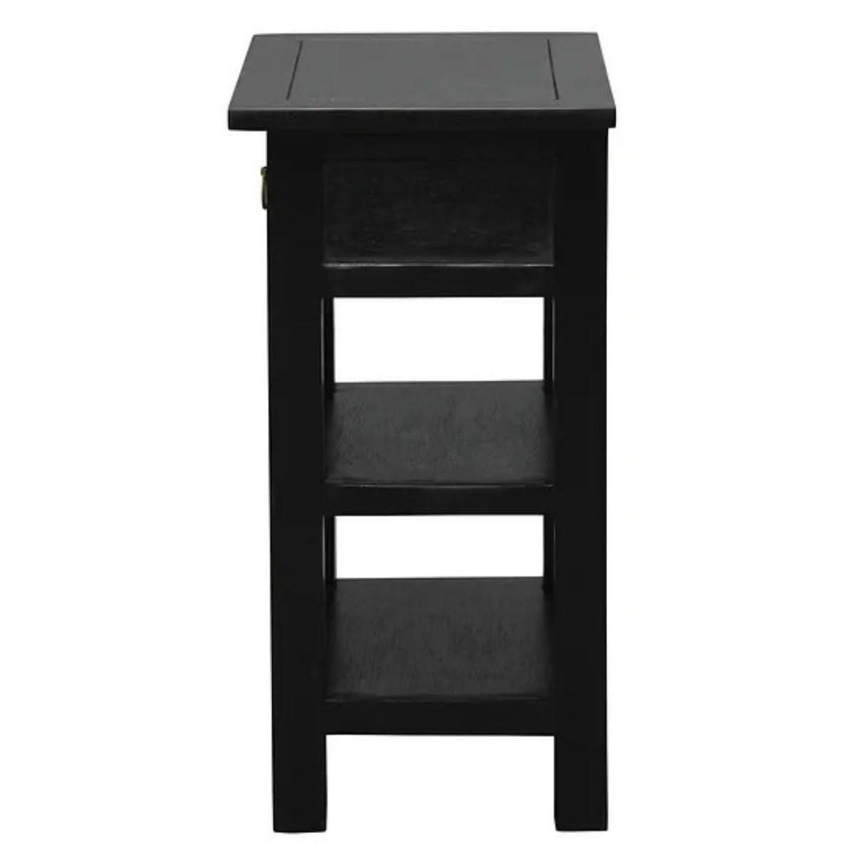 MARGARITA SOLID MAHOGNY 1 DRAWER LAMP TABLE - BLACK - MyChocolateWood