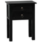 MARGARITA SOLID MAHOGNY 2 DRAWER LAMP TABLE - BLACK - MyChocolateWood