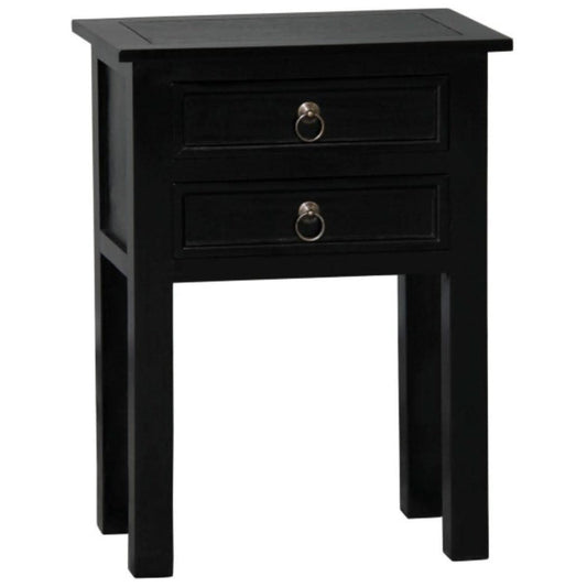 MARGARITA SOLID MAHOGNY 2 DRAWER LAMP TABLE - BLACK - MyChocolateWood
