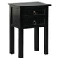 MARGARITA SOLID MAHOGNY 2 DRAWER LAMP TABLE - BLACK - MyChocolateWood