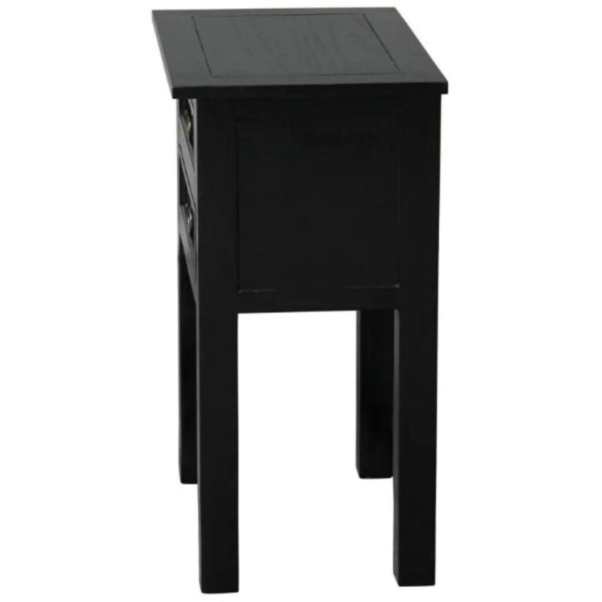 MARGARITA SOLID MAHOGNY 2 DRAWER LAMP TABLE - BLACK - MyChocolateWood