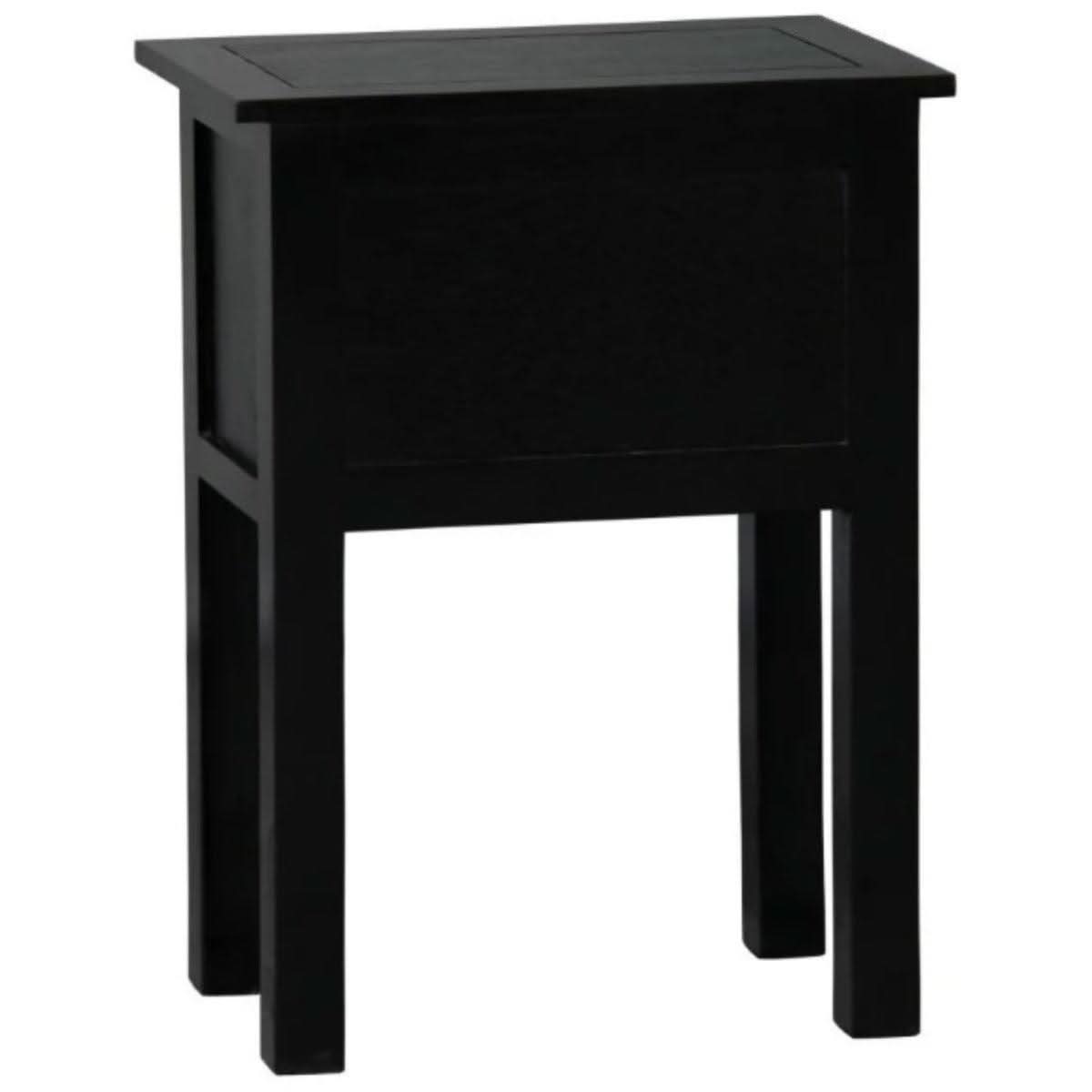 MARGARITA SOLID MAHOGNY 2 DRAWER LAMP TABLE - BLACK - MyChocolateWood