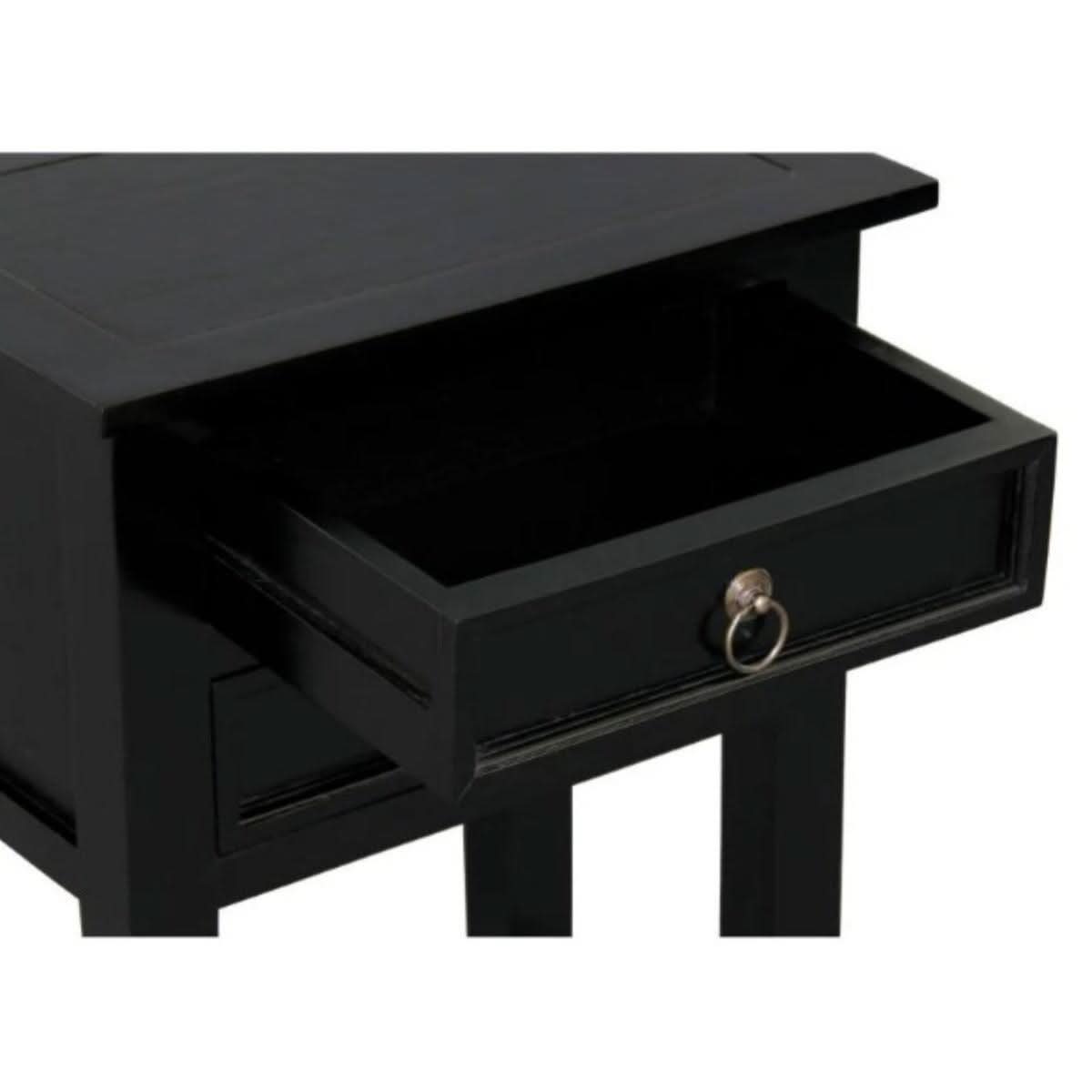 MARGARITA SOLID MAHOGNY 2 DRAWER LAMP TABLE - BLACK - MyChocolateWood