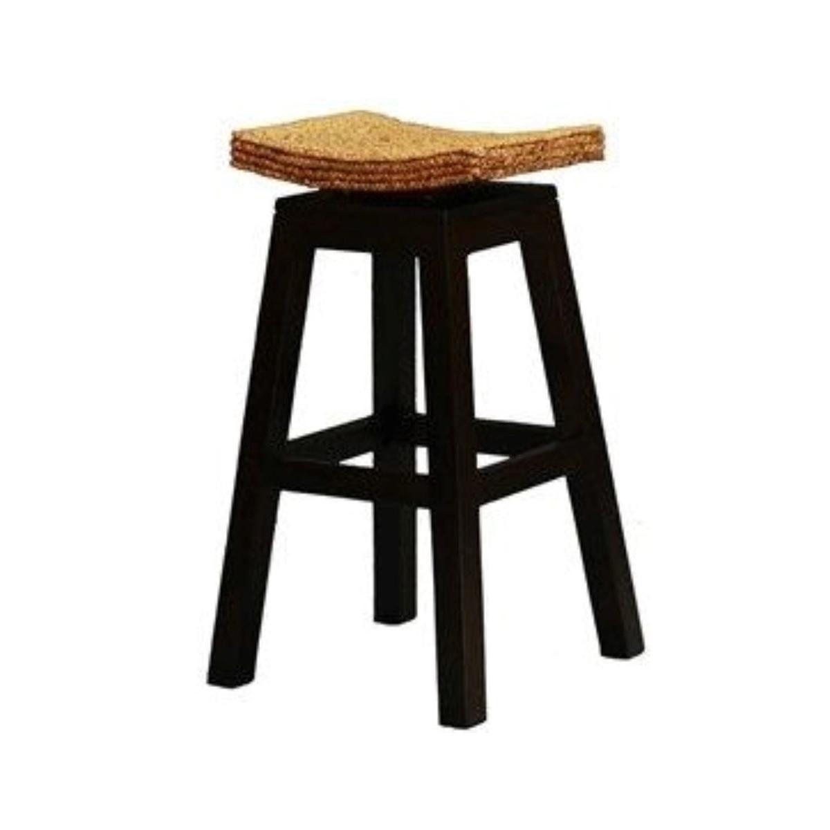 MARGI SOLID MAHOGANY SWIVEL  BAR STOOL/WATER HYACINTH TOP IN CHOCOLATE - MyChocolateWood