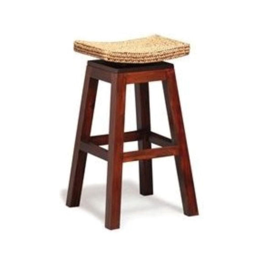 MARGI SOLID MAHOGANY SWIVEL BAR STOOL/WATER HYACINTH TOP IN MAHOGANY COLOUR - MyChocolateWood