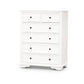 MARIANA 6 DRAWER ACACIA WOOD TALLBOY WHITE - MyChocolateWood