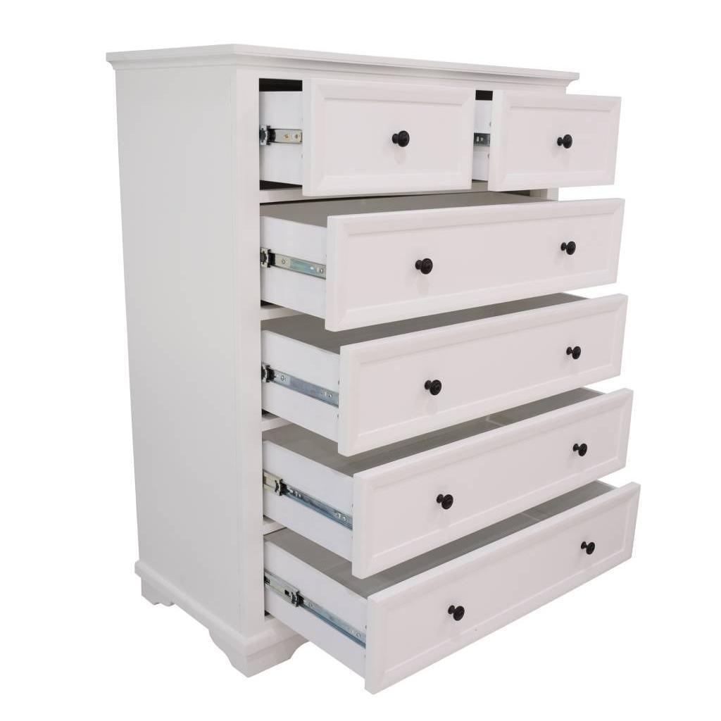 MARIANA 6 DRAWER ACACIA WOOD TALLBOY WHITE - MyChocolateWood