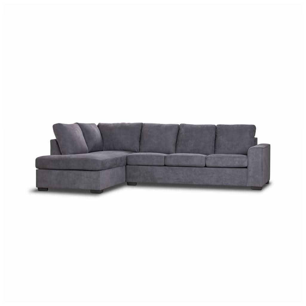 MARIGNY FABRIC 3-SEATER SOFA BED WITH LHF CHAISE DARK GREY (2 PIECES) - MyChocolateWood