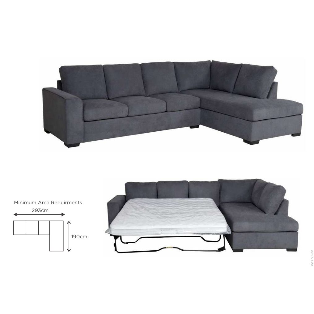 MARIGNY FABRIC 3-SEATER SOFA BED WITH LHF CHAISE DARK GREY (2 PIECES) - MyChocolateWood