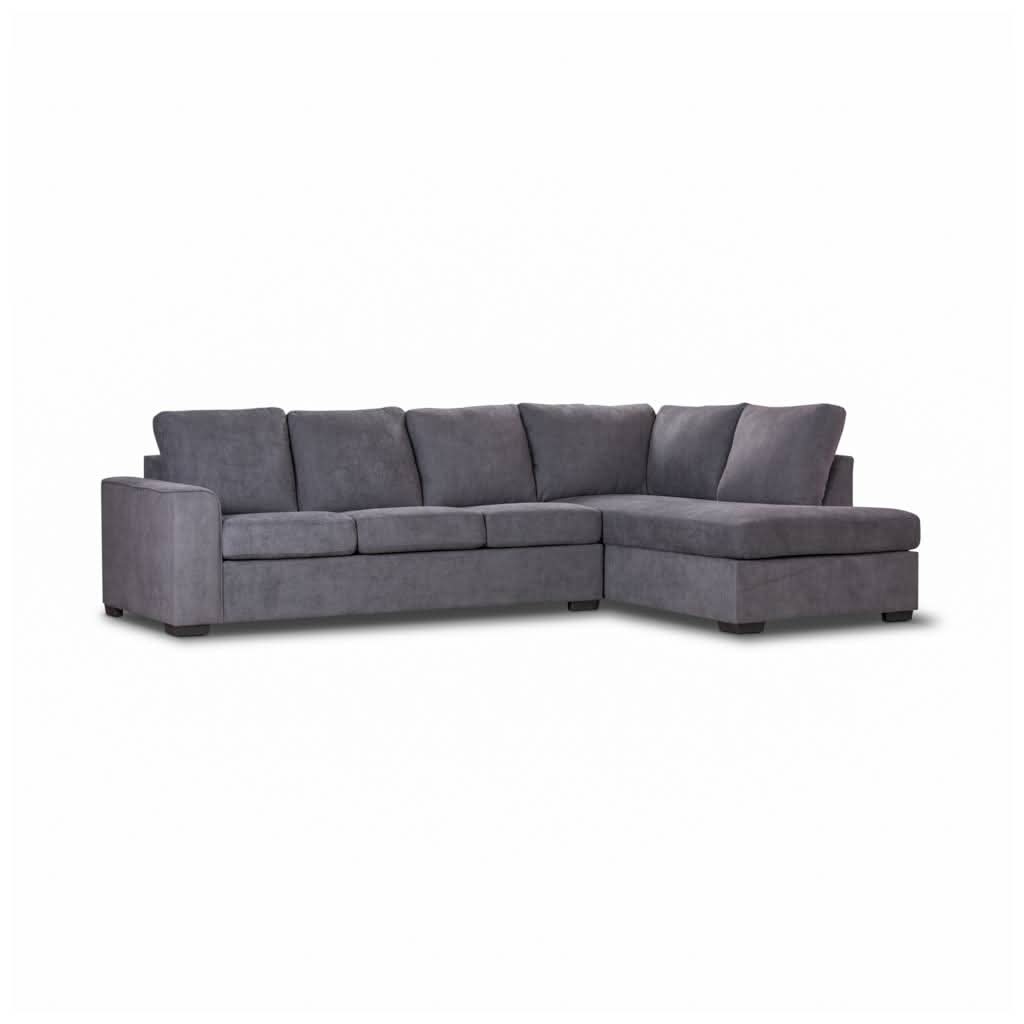 MARIGNY FABRIC 3-SEATER SOFA BED WITH RHF CHAISE DARK GREY (2 PIECES) - MyChocolateWood