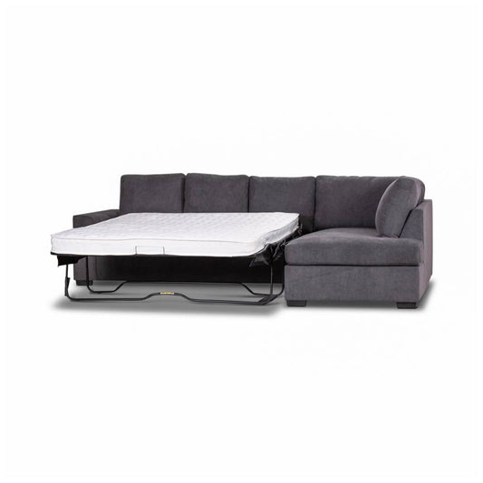 MARIGNY FABRIC 3-SEATER SOFA BED WITH RHF CHAISE DARK GREY (2 PIECES) - MyChocolateWood