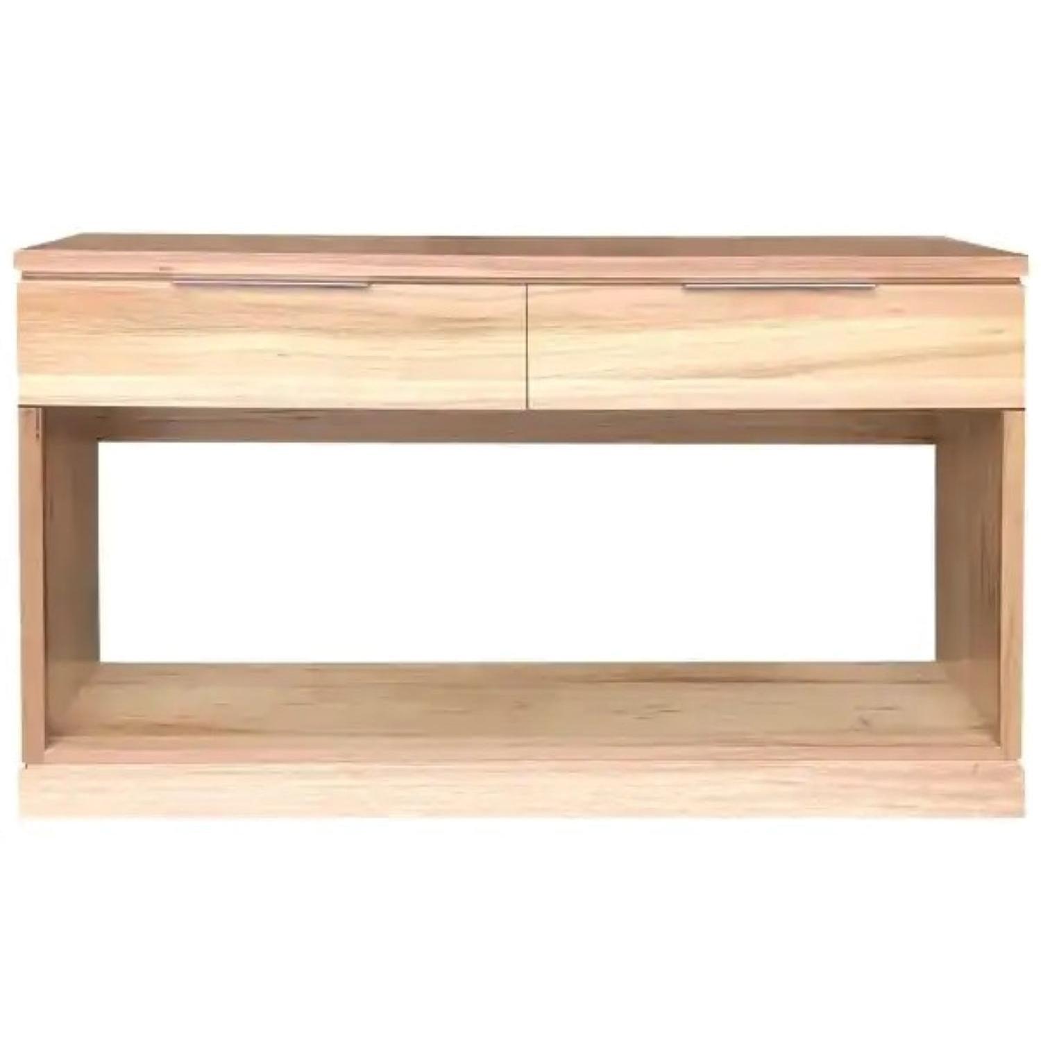 MARILYN SOLID MESSMATE TIMBER CONSOLE TABLE/HALL TABLE 2 DRAWERS/SHELF 140CM - MyChocolateWood