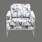 MARIS FLORAL ARMCHAIR WITH CHROMED METAL LEGS - MyChocolateWood