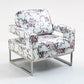 MARIS FLORAL ARMCHAIR WITH CHROMED METAL LEGS - MyChocolateWood