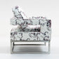 MARIS FLORAL ARMCHAIR WITH CHROMED METAL LEGS - MyChocolateWood