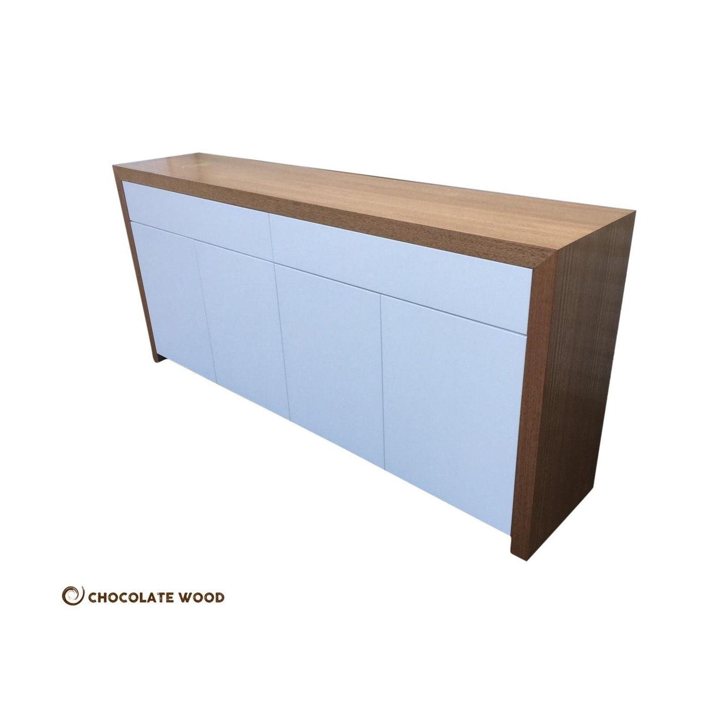 MARLENE 2 DRAWER 4 DOOR TASSIE OAK BUFFET WITH PUSH TO OPEN DRAWERS & DOORS - LOCALLY MADE TO ORDER - MyChocolateWood