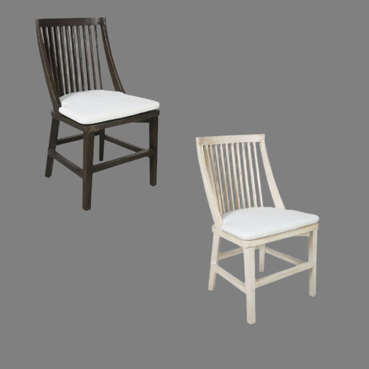 MARLEY MANGO WOOD HAMPTONS DINING CHAIR WHITE DRIFTWOOD - MyChocolateWood