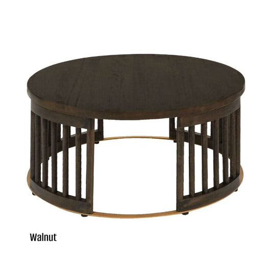 MARLEY ROUND MANGO WOOD COFFEE TABLE WALNUT - MyChocolateWood