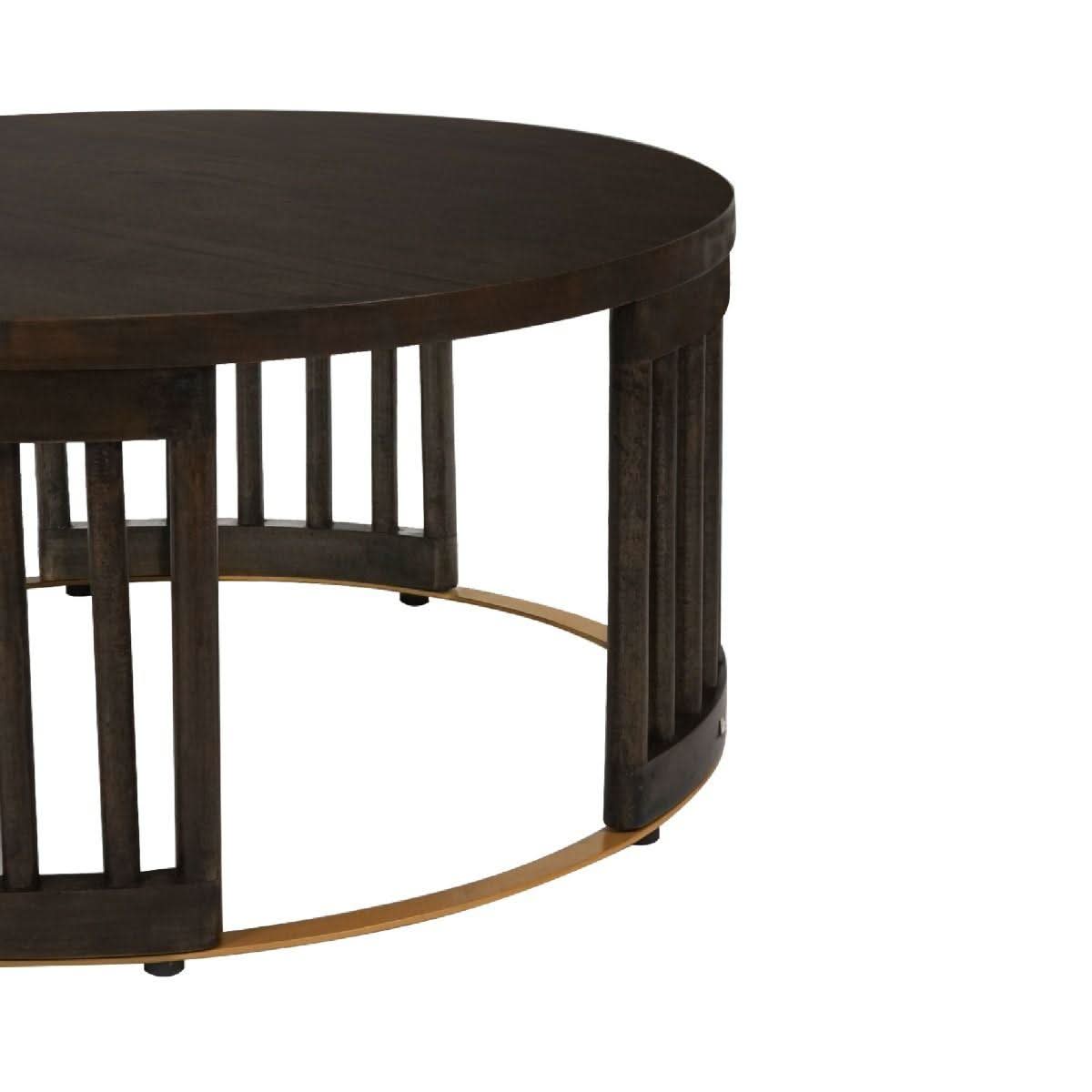 MARLEY ROUND MANGO WOOD COFFEE TABLE WALNUT - MyChocolateWood