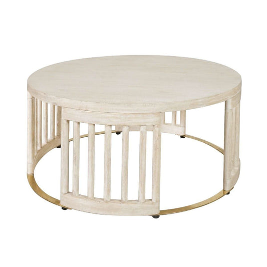 MARLEY ROUND MANGO WOOD COFFEE TABLE WHITE DRIFTWOOD - MyChocolateWood