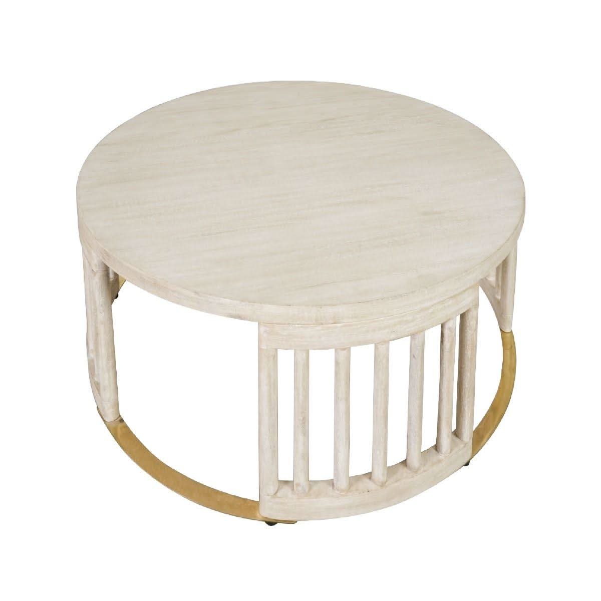 MARLEY ROUND MANGO WOOD COFFEE TABLE WHITE DRIFTWOOD - MyChocolateWood