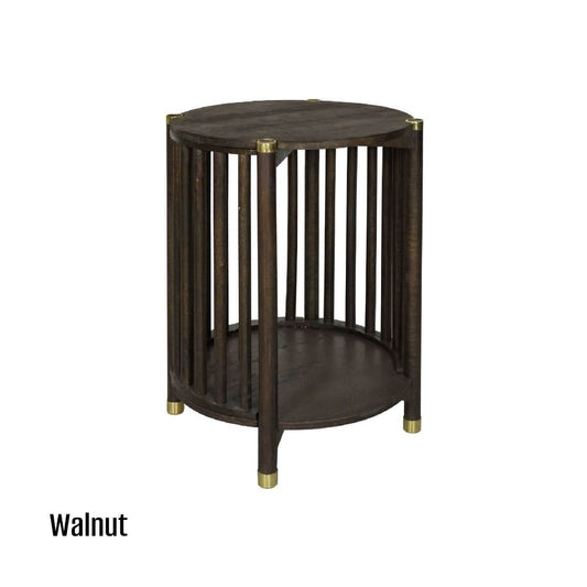 MARLEY ROUND MANGO WOOD SIDE TABLE WALNUT - MyChocolateWood
