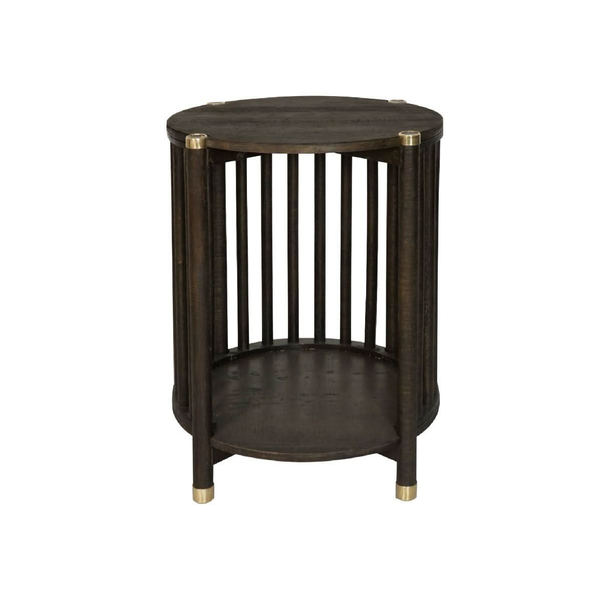 MARLEY ROUND MANGO WOOD SIDE TABLE WALNUT - MyChocolateWood