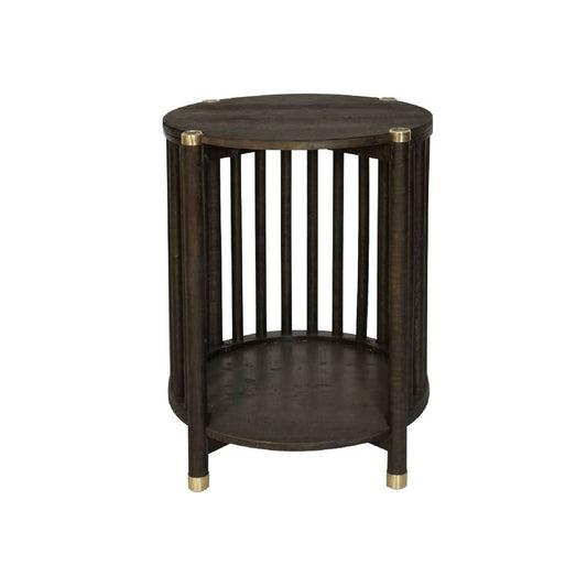 MARLEY ROUND MANGO WOOD SIDE TABLE WALNUT - MyChocolateWood